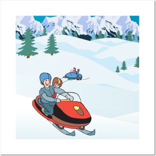 Snowmobile with you family Posters and Art